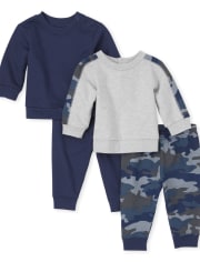 Conjunto de ropa de juego de 4 piezas de camuflaje para bebé niño