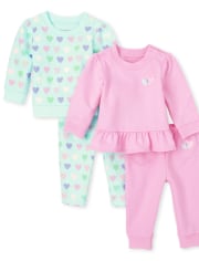 Baby Girls Heart 4-Piece Playwear Set