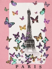 Camiseta con estampado de mariposa de París para niñas