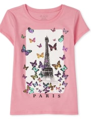 Camiseta con estampado de mariposa de París para niñas