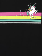 Girls Unicorn Striped Graphic Tee