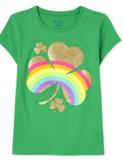 Girls St. Patrick's Day Shamrock Graphic Tee