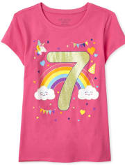 T-shirt graphique anniversaire 7 pour filles