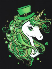 Girls St. Patrick's Day Unicorn Graphic Tee