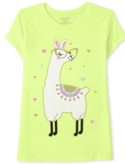 Camiseta con estampado de llama para niñas