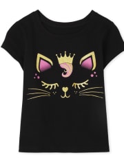 Baby And Toddler Girls Cat Graphic Tee