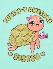 Baby And Toddler Girls Turtle Sister Graphic Tee