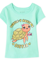 Baby And Toddler Girls Turtle Sister Graphic Tee