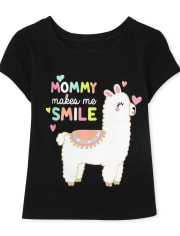 Baby And Toddler Girls Mommy Llama Graphic Tee
