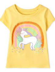 Baby And Toddler Girls Unicorn Rainbow Graphic Tee