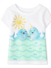 Camiseta con estampado de narval para bebés y niñas pequeñas
