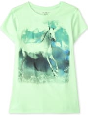 Camiseta con estampado de caballo para niñas