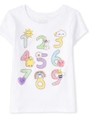 Camiseta gráfica con números para bebés y niñas pequeñas