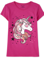 Camiseta con estampado de estrellas de unicornio para niñas
