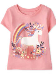 Camiseta con gráfico de unicornio para bebés y niñas pequeñas