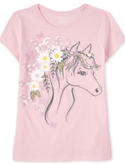 T-shirt graphique cheval pour filles