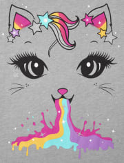 Girls Rainbow Cat Graphic Tee