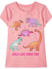 Camiseta con gráfico de dinosaurio para niñas