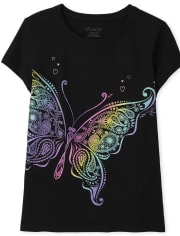 Girls Rainbow Butterfly Graphic Tee