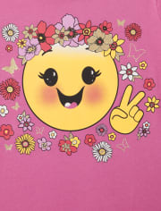 T-shirt graphique Emoji paix pour filles