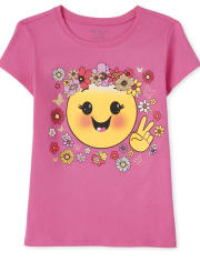 T-shirt graphique Emoji paix pour filles