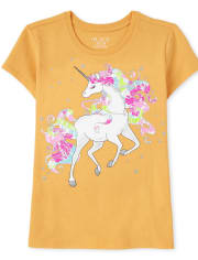 Camiseta con gráfico de unicornio para niñas