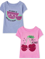Baby And Toddler Girls Fruit Graphic Tee 2-Pack