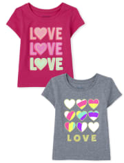 Pack de 2 camisetas con estampado Love para bebés y niñas pequeñas