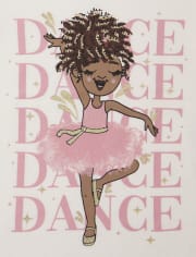 Paquete de 2 camisetas con gráfico de baile para niñas pequeñas y bebés
