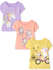 Baby And Toddler Girls Unicorn Graphic Tee 3-Pack