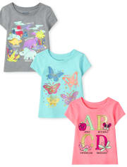 Baby And Toddler Girls Trend Graphic Tee 3-Pack