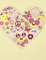 Camiseta con estampado de corazón emoji para niñas