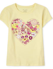 Camiseta con estampado de corazón emoji para niñas