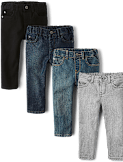 Lot de 4 jeans skinny basiques pour bébés et tout-petits garçons