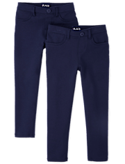 Girls Uniform Ponte Knit Pull On Jeggings 2-Pack - Plus