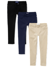 Girls Uniform Ponte Knit Pull On Jeggings 3-Pack