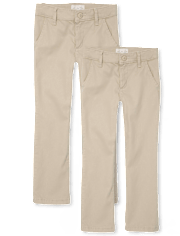 Girls Uniform Stretch Skinny Chino Pants 2-Pack - Plus