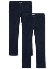Girls Uniform Stretch Skinny Chino Pants 2-Pack - Plus