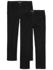 Girls Uniform Stretch Skinny Chino Pants 2-Pack