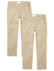 Girls Uniform Stretch Bootcut Chino Pants 2-Pack