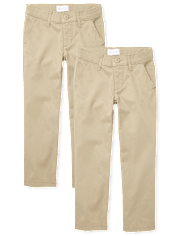 Girls Uniform Stretch Bootcut Chino Pants 2-Pack - Slim
