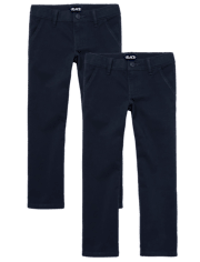 Lot de 2 pantalons chino bootcut extensibles pour filles - Slim