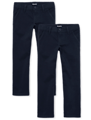 Pantalon chino bootcut extensible d'uniforme pour filles, paquet de 2 - Plus