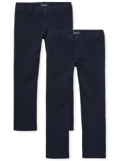 Lot de 2 pantalons chino bootcut extensibles d'uniforme pour filles