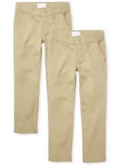 Paquete de 2 pantalones chinos con corte tipo bota de uniforme para niñas