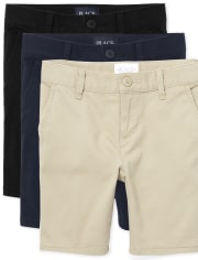 Girls Uniform Slim Stretch Chino Shorts 3-Pack
