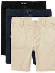 Girls Uniform Stretch Chino Shorts 3-Pack - Slim
