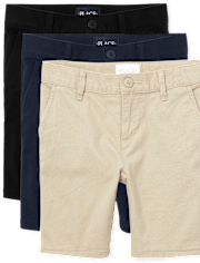 Pack de 3 Shorts chinos elásticos uniformes para niña - Plus