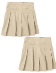 Girls Uniform Stretch Pleated Skort 2-Pack - Plus
