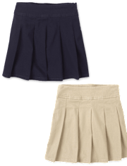 Girls Uniform Stretch Pleated Skort 2-Pack - Plus